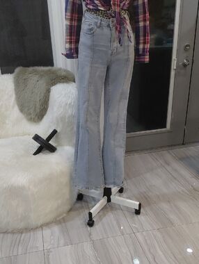 Fashion Nova Light Blue High-Waist Wide-Leg Jeans